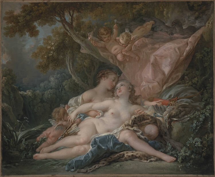 La Nymphe Callisto, séduite par Jupiter sous les traits de Diane